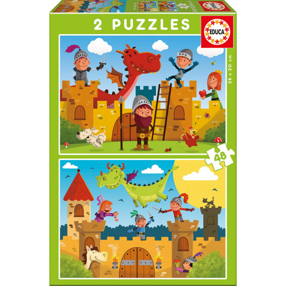 Puzzle 2 în 1 dragoni și cavaleri Educa 11156 