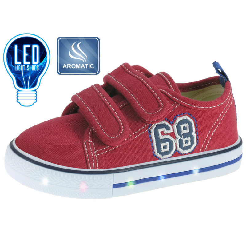 Pantofi Beppi fete cu bandă de cauciuc și luminițe, roșii  111620