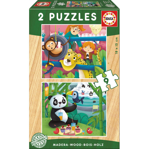 Puzzle 2 în 1, model Zoo Educa 11165 