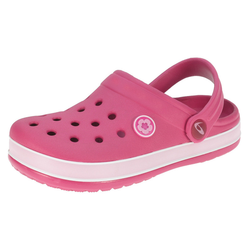 Papuci Beppi roz de cauciuc cu aplicație floare pentru fete  111683