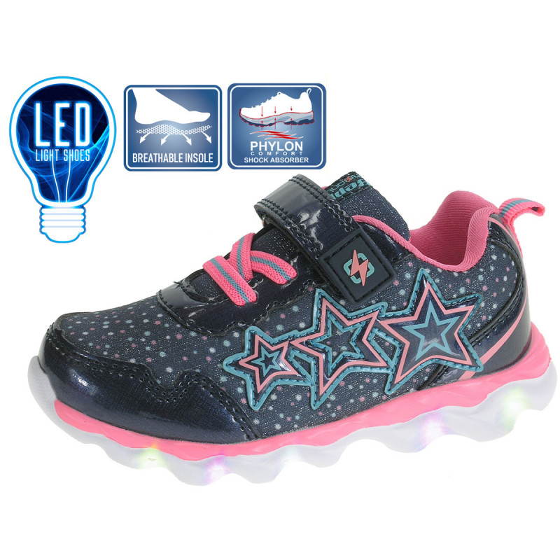 Pantofi Beppi sport pentru fete, culoare albastru, cu luminițe  111733