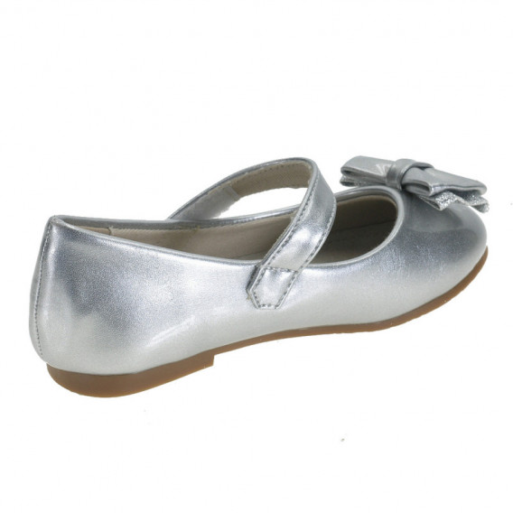 Pantofi Beppi pentru fete, culoare argintie, model de balerină cu fundiță și arici Beppi 111738 2