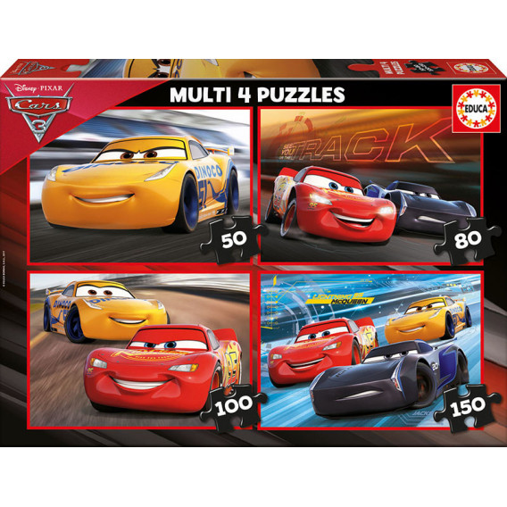 Puzzle cu mașini 4 din 1 pentru copii Cars 11186 