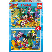 2 din 1 copii puzzle Mickey și prietenii Racers Mickey Mouse 11191 