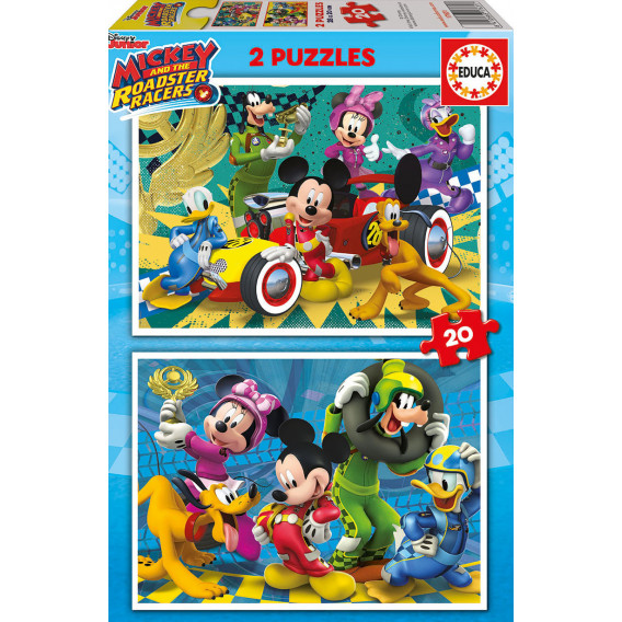 2 din 1 copii puzzle Mickey și prietenii Racers Mickey Mouse 11191 