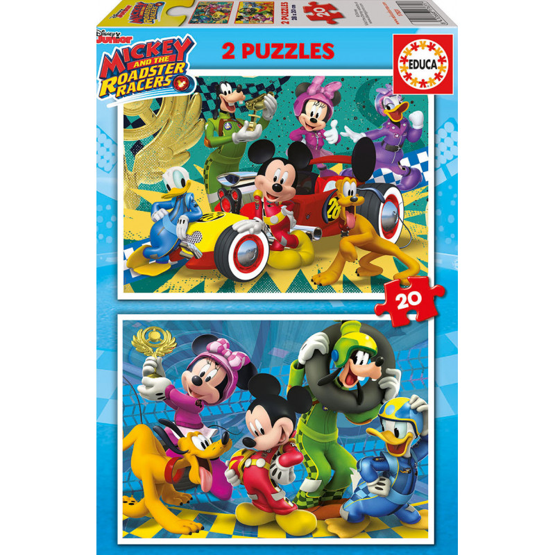 2 din 1 copii puzzle Mickey și prietenii Racers  11191
