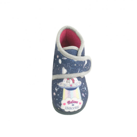 Pantofi de casă Beppi gri&albastru cu imprimeu delicat pentru fete Beppi 112009 2