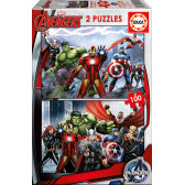 2-în-1 Puzzle de 100 de piese pentru copii Avengers  Avengers 11206 