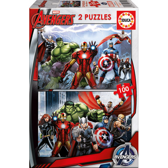 2-în-1 Puzzle de 100 de piese pentru copii Avengers  Avengers 11206 
