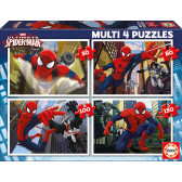 Puzzle pentru copii 4-în-1 Spiderman Omul Păianjen Spiderman 11211 