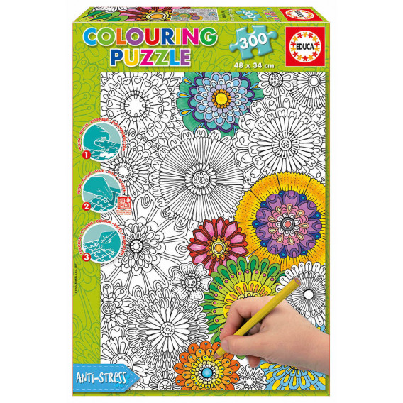 Puzzle de colorat Flori mari și frumoase Educa 11265 