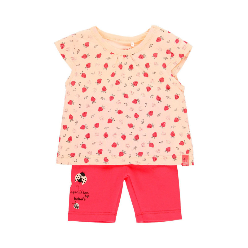 Tricou și pantaloni scurți pentru fetiță Boboli, roz  112714