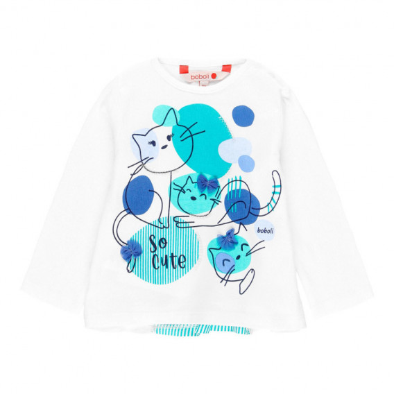 Bluză de bumbac pentru fetiță Boboli cu imprimeu, alb Boboli 112781 