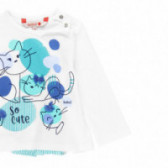 Bluză de bumbac pentru fetiță Boboli cu imprimeu, alb Boboli 112783 3