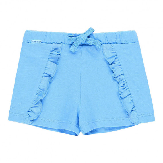 Pantaloni scurți Boboli, din bumbac, cu benzi vălurite, albaștri, pentru fete Boboli 112816 