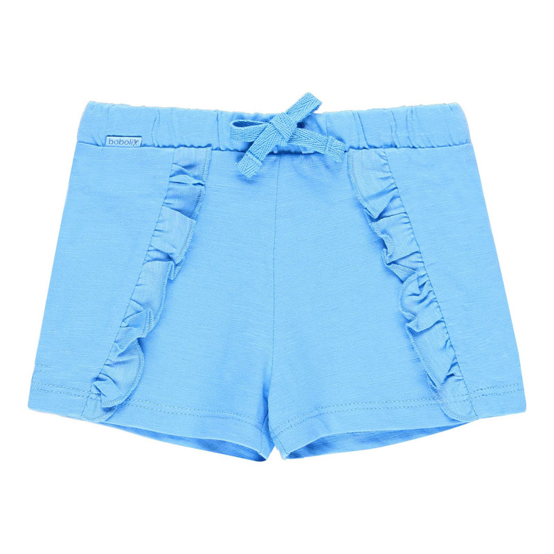 Pantaloni scurți Boboli, din bumbac, cu benzi vălurite, albaștri, pentru fete  112816