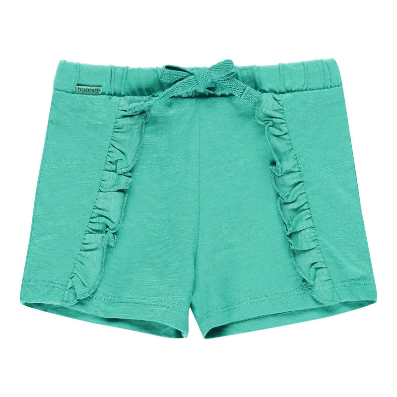 Pantaloni scurți Boboli din bumbac, verzi, cu benzi vălurite, pentru fete  112819