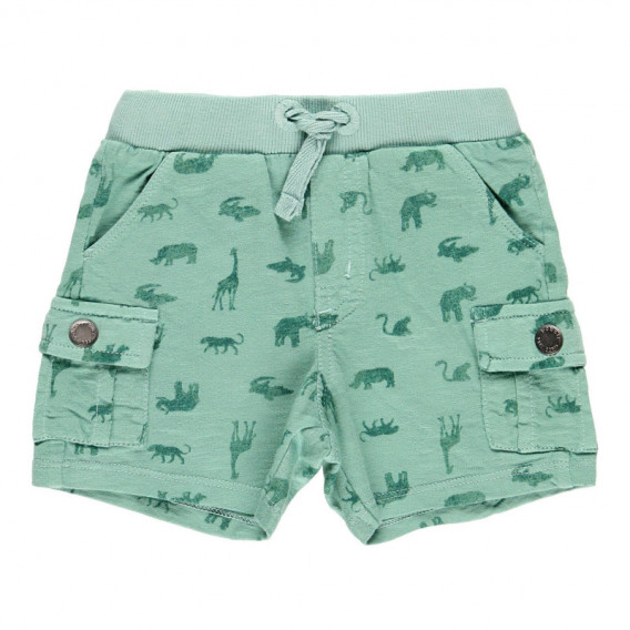 Pantaloni scurți Boboli pentru băieți, verde, imprimeu cu animale Boboli 112837 