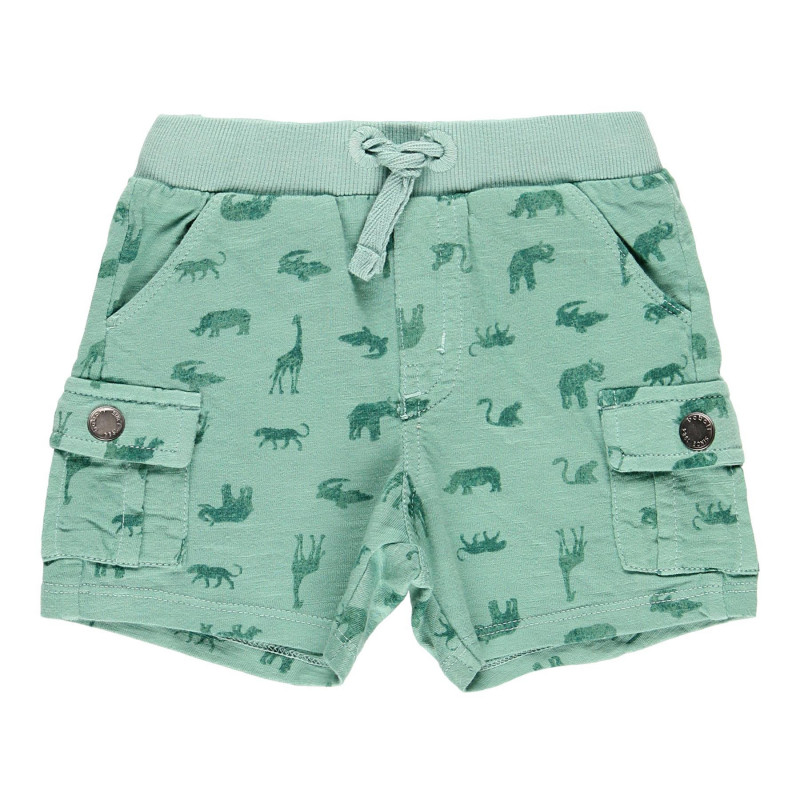 Pantaloni scurți Boboli pentru băieți, verde, imprimeu cu animale  112837