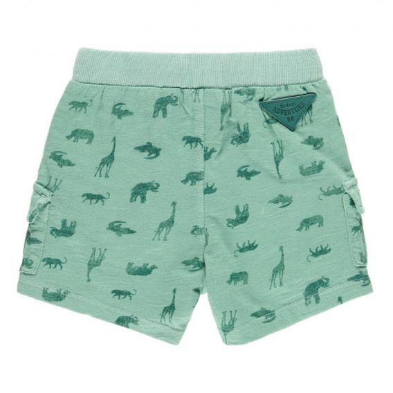Pantaloni scurți Boboli pentru băieți, verde, imprimeu cu animale Boboli 112838 2