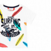 Tricou de bumbac Boboli pentru băieți cu imprimeu surf, alb Boboli 112845 3