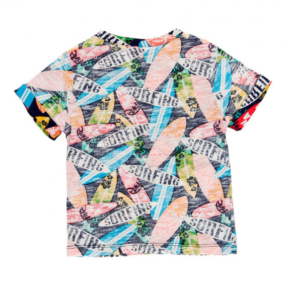Tricou de bumbac Boboli pentru băieți, cu imprimeu decolorat  Boboli 112850 2