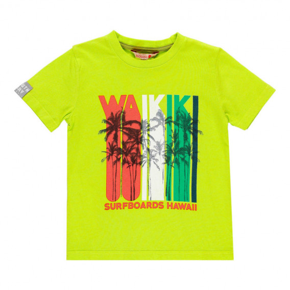 Tricou de bumbac cu imprimeu Boboli, verde, pentru băieți Boboli 112983 