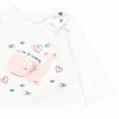 Bluză de bumbac pentru fetițe, albă cu imprimeu Boboli 113670 3