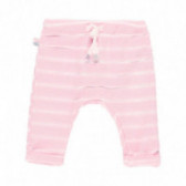Pantaloni pentru copii din bumbac, roz cu dungi albe Boboli 113674 