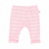 Pantaloni pentru copii din bumbac, roz cu dungi albe Boboli 113675 2