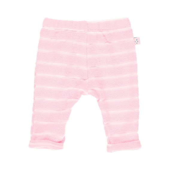 Pantaloni pentru copii din bumbac, roz cu dungi albe Boboli 113675 2