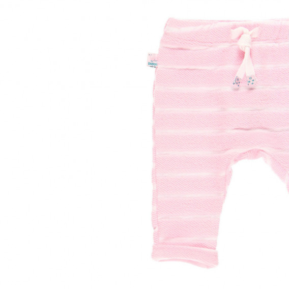 Pantaloni pentru copii din bumbac, roz cu dungi albe Boboli 113676 3