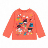 Bluză de bumbac pentru fete cu aplic, portocaliu Boboli 113741 