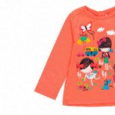 Bluză de bumbac pentru fete cu aplic, portocaliu Boboli 113743 3