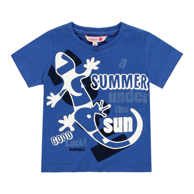 Tricou de bumbac pentru băieți cu imprimeu iguana, albastru  113840