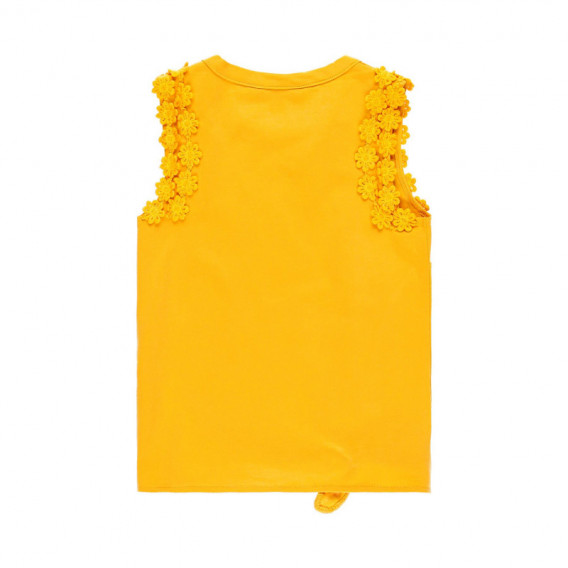 Tricou pentru fete cu aplicație florală, galben Boboli 113863 2