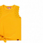 Tricou pentru fete cu aplicație florală, galben Boboli 113864 3