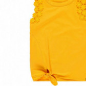 Tricou pentru fete cu aplicație florală, galben Boboli 113865 4