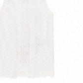 Tricou de bumbac pentru fete cu spatele din dantelă, alb Boboli 113901 4