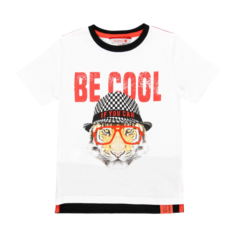 Tricou de băieți cu imprimeu Be Cool, alb  113957