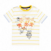 Tricou cu dungi din bumbac pentru băieți cu imprimeu, alb Boboli 113980 
