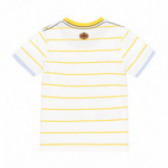Tricou cu dungi din bumbac pentru băieți cu imprimeu, alb Boboli 113981 2