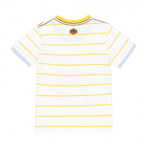 Tricou cu dungi din bumbac pentru băieți cu imprimeu, alb Boboli 113981 2