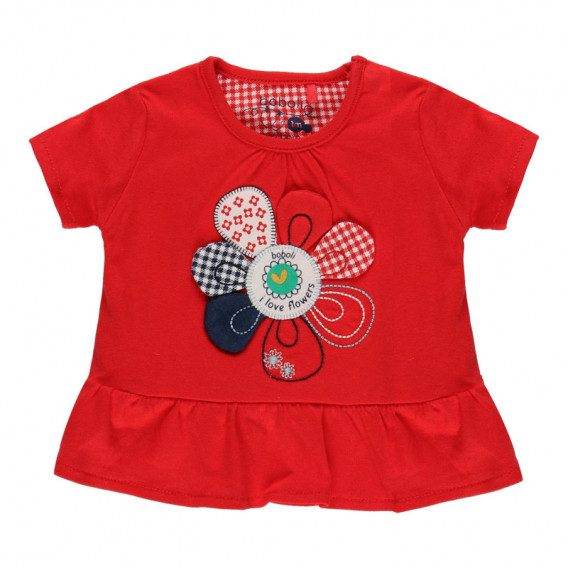 Tricou de bumbac pentru fete cu decupaj, roșu Boboli 114011 