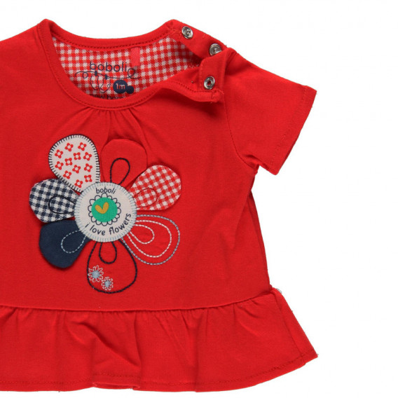 Tricou de bumbac pentru fete cu decupaj, roșu Boboli 114013 3
