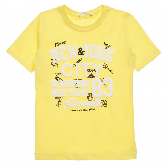 Tricou de bumbac pentru băieți cu imprimeu grafic, galben Acar 114391 