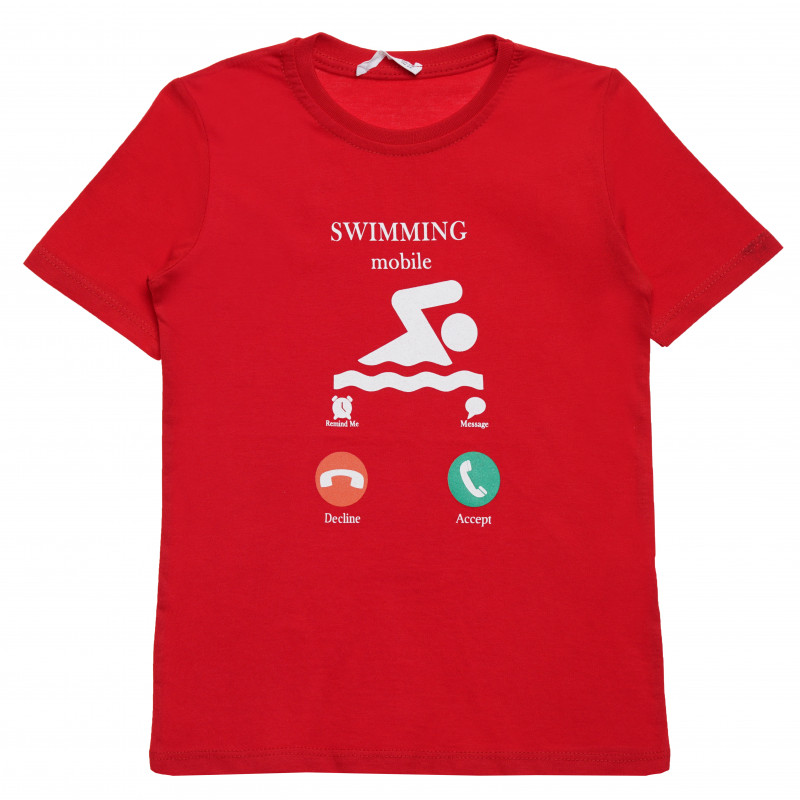 Tricou de bumbac pentru băieți cu imprimeu amuzant, roșu  114403
