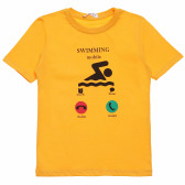 Tricou de bumbac pentru băieți cu imprimeu amuzant, galben Acar 114411 