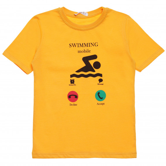 Tricou de bumbac pentru băieți cu imprimeu amuzant, galben Acar 114411 