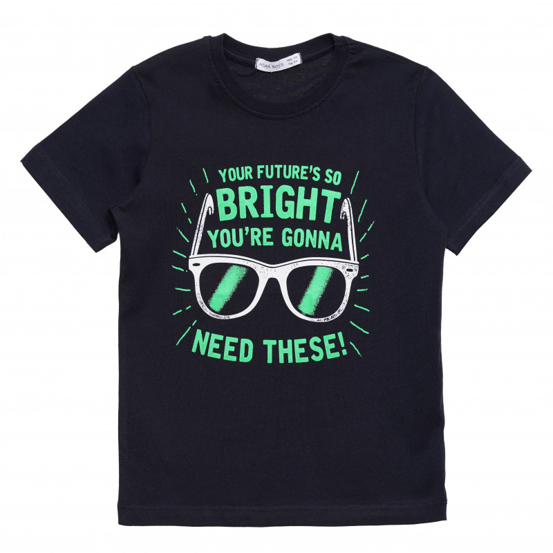 Tricou de bumbac pentru băieți etichetat „Bright”, negru  114419